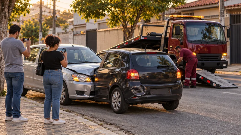 Cena ilustrativa: dois carros parados depois de uma batida leve em rua da Zona Leste
